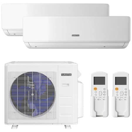 Durastar 18K BTU Cooling / 19K BTU Heating 21 SEER2 Two Zone Wall Mount Mini Split Package with (2) 12k BTU Indoor Units N/A