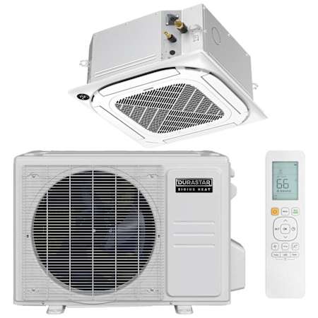 Durastar Sirius Heat Series 9K BTU Cooling / 12K BTU Heating 22.6 SEER2 Single Zone Ceiling Cassette Mini Split System with (1) 12K BTU Indoor Unit N/A