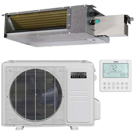 Durastar 9K BTU Cooling / 12K BTU Heating 21.4 SEER2 One Zone Concealed Duct Mini Split Package N/A