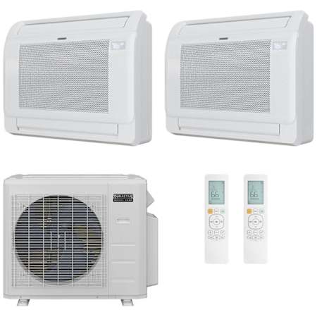 Durastar 18K BTU Cooling / 20K BTU Heating 21 SEER2 Two Zone Floor Console Mini Split System with (1) 9K and (1) 12K BTU Indoor Units N/A