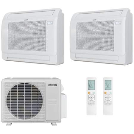 Durastar 18K BTU Cooling / 19K BTU Heating 23 SEER2 Two Zone Floor Console Mini Split System with (1) 9K and (1) 12K BTU Indoor Units N/A