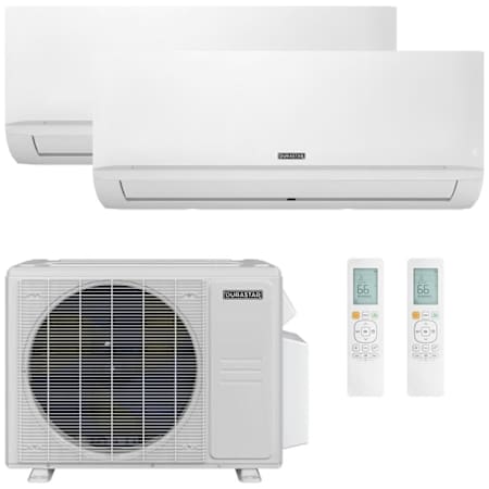 Durastar 18K BTU Cooling / 19K BTU Heating 23 SEER2 Two Zone Wall Mount Mini Split Package with (1) 12k and (1) 9k BTU Indoor Units N/A