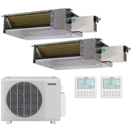 Durastar 18K BTU Cooling / 19K BTU Heating 20 SEER2 Two Zone Concealed Duct Mini Split System with (1) 6K and (1) 12K BTU Indoor Units N/A