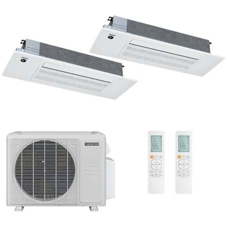 Durastar 18K BTU Cooling / 19K BTU Heating 23 SEER2 Two Zone Ceiling Cassette Mini Split Package with (1) 12k and (1) 9k BTU Indoor Units N/A