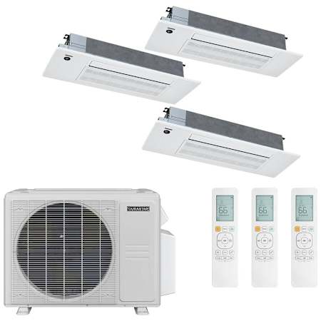 Durastar 18K BTU Cooling / 19K BTU Heating 23 SEER2 Three Zone Ceiling Cassette Mini Split System with (2) 6K and (1) 9K BTU Indoor Units N/A