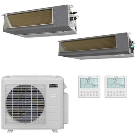 Durastar 28K BTU Cooling / 23K BTU Heating 19 SEER2 Two Zone Concealed Duct Mini Split Package with (1) 9k and (1) 24k BTU Indoor Units N/A