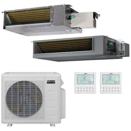 Durastar 28K BTU Cooling / 23K BTU Heating 19 SEER2 Two Zone Low Static Concealed Duct Mini Split System with (1) 12K and (1) 18K BTU Indoor Units N/A