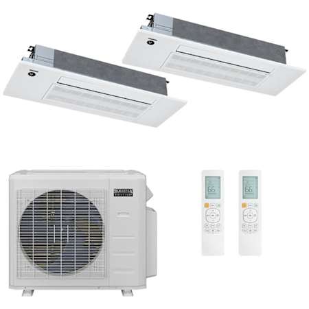 Durastar 28K BTU Cooling / 23K BTU Heating 21 SEER2 Two Zone Ceiling Cassette Mini Split System with (2) 18K BTU Indoor Units N/A