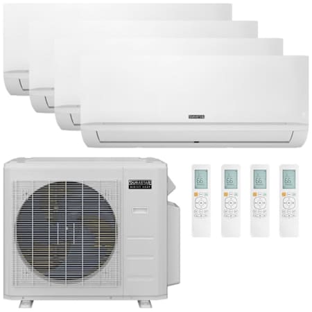 Durastar 28K BTU Cooling / 23K BTU Heating 21 SEER2 Four Zone Wall Mount Mini Split Package with (2) 6k and (2) 9k BTU Indoor Units N/A