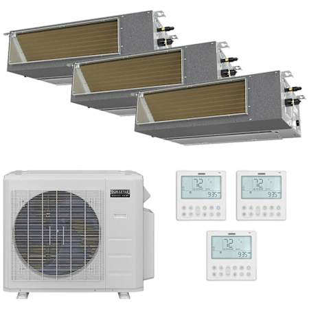 Durastar 28K BTU Cooling / 23K BTU Heating 19 SEER2 Three Zone High Static Concealed Duct Mini Split System with (3) 12K BTU Indoor Units N/A