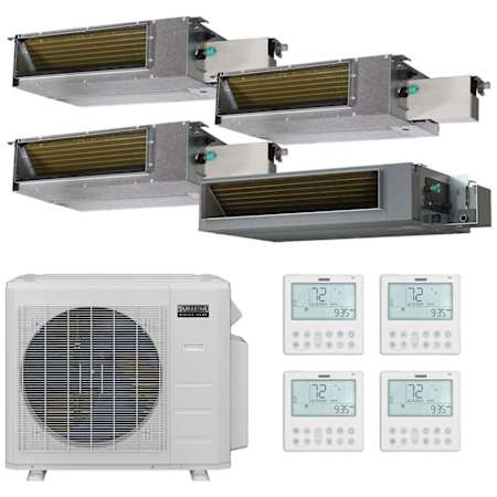 Durastar 28K BTU Cooling / 23K BTU Heating 19 SEER2 Four Zone Concealed Duct Mini Split System with (3) 6K and (1) 18K BTU Indoor Units N/A