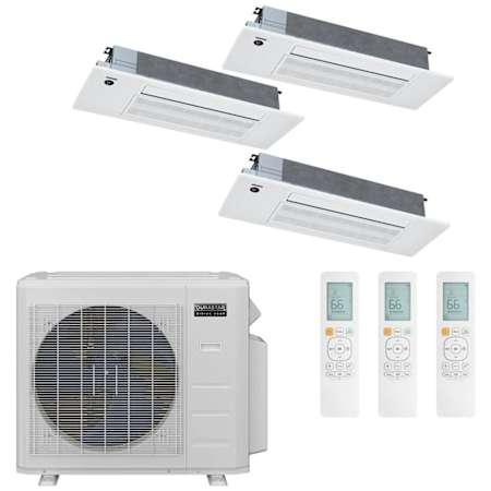 Durastar 28K BTU Cooling / 23K BTU Heating 21 SEER2 Three Zone Ceiling Cassette Mini Split Package with (1) 6k and (2) 12k BTU Indoor Units N/A