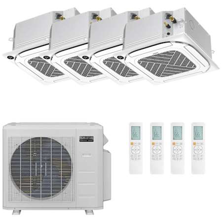 Durastar Sirius Heat Series 28K BTU Cooling / 23K BTU Heating 21 SEER2 Four Zone Ceiling Cassette Mini Split System with (4) 9K BTU Indoor Units N/A