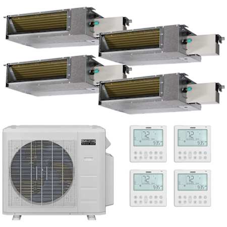 Durastar 28K BTU Cooling / 23K BTU Heating 19 SEER2 Four Zone Concealed Duct Mini Split System with (1) 6K and (3) 9K BTU Indoor Units N/A