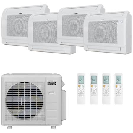 Durastar 28K BTU Cooling / 23K BTU Heating 21 SEER2 Four Zone Floor Console Mini Split System with (4) 9K BTU Indoor Units N/A