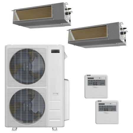 Durastar 36K BTU Cooling / 36K BTU Heating 19 SEER2 Two Zone Concealed Duct Mini Split Package with (2) 9k BTU Indoor Units Silver
