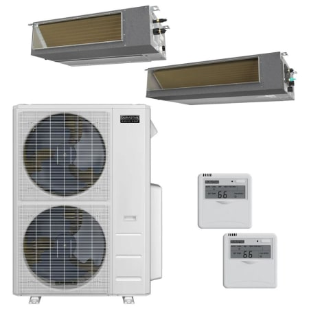 Durastar 36K BTU Cooling / 36K BTU Heating 19 SEER2 Two Zone Concealed Duct Mini Split Package with 12k and 24k BTU Indoor Units Silver