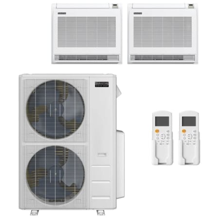 Durastar 36K BTU Cooling / 36K BTU Heating 20 SEER2 Two Zone Floor Console Mini Split Package with (2) 12k BTU Indoor Units White