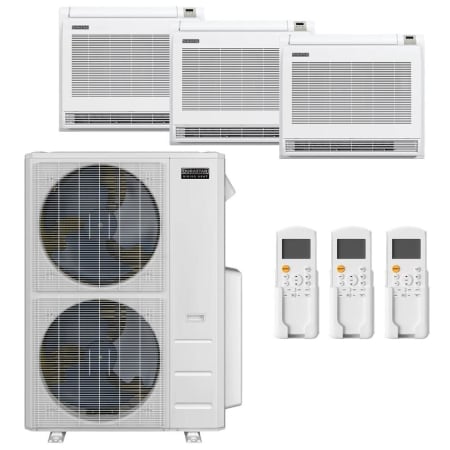 Durastar 36K BTU Cooling / 36K BTU Heating 20 SEER2 Three Zone Floor Console Mini Split Package with (3) 12k BTU Indoor Units White