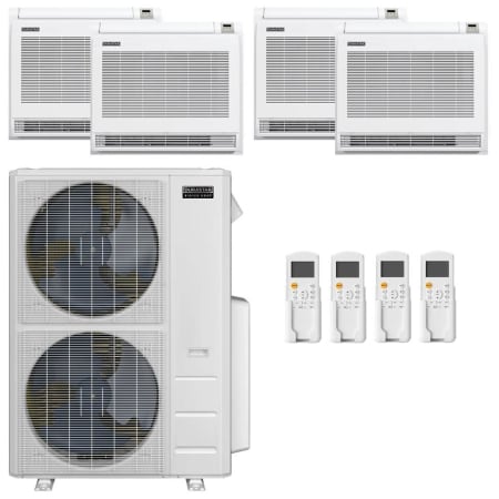 Durastar 36K BTU Cooling / 36K BTU Heating 20 SEER2 Four Zone Floor Console Mini Split Package with (4) 12k BTU Indoor Units White