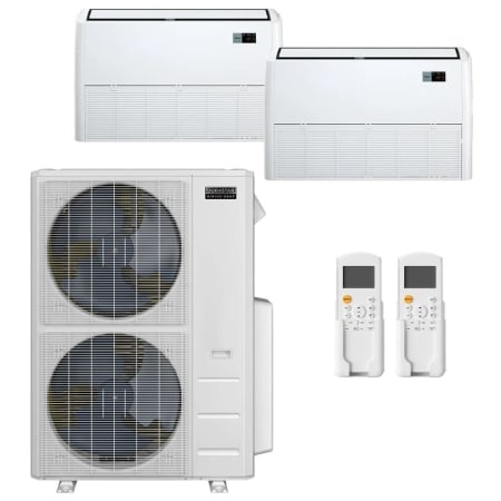 Durastar 36K BTU Cooling / 36K BTU Heating 20 SEER2 Two Zone Floor Console Mini Split Package with (2) 18k BTU Indoor Units White