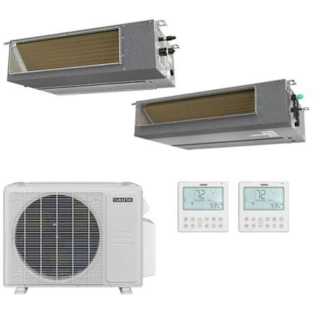 Durastar 28K BTU Cooling / 27K BTU Heating 21 SEER2 9 HSPF2 Two Zone Concealed Duct Mini Split Package with (1) 9k and (1) 18k BTU Indoor Units N/A