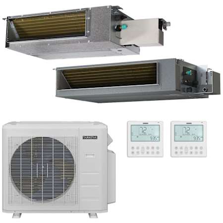 Durastar 28K BTU Cooling / 27K BTU Heating 21 SEER2 Two Zone Concealed Duct Mini Split Package with (1) 12k and (1) 18k BTU Indoor Units N/A