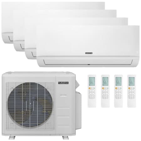 Durastar 28K BTU Cooling / 27K BTU Heating 23 SEER2 Four Zone Wall Mount Mini Split System with (1) 6K, (2) 9K and (1) 12K BTU Indoor Units N/A