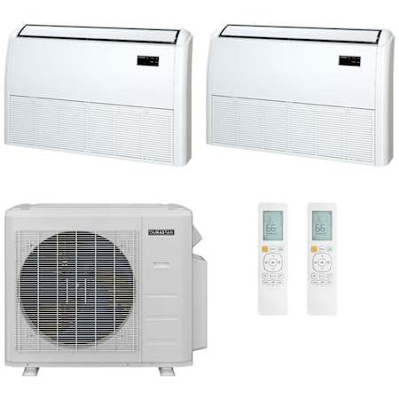 Durastar 28K BTU Cooling / 27K BTU Heating 23 SEER2 Two Zone Floor Console Mini Split Package with (2) 18k BTU Indoor Units N/A