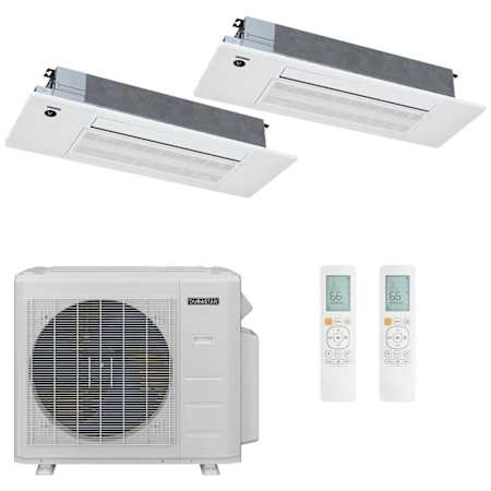 Durastar 28K BTU Cooling / 27K BTU Heating 23 SEER2 Two Zone Ceiling Cassette Mini Split Package with (2) 12k BTU Indoor Units N/A