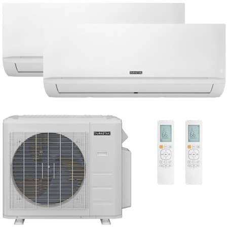 Durastar 28K BTU Cooling / 27K BTU Heating 23 SEER2 Two Zone Wall Mount Mini Split Package with (2) 12k BTU Indoor Units N/A