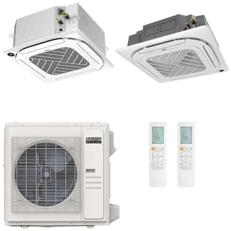 Durastar Sirius Heat Series 36K BTU Cooling / 37K BTU Heating 21.5 SEER2 Two Zone Ceiling Cassette Mini Split System with (1) 12K and (1) 24K BTU Indoor Units N/A