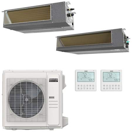 Durastar 36K BTU Cooling / 37K BTU Heating 19.4 SEER2 Two Zone Concealed Duct Mini Split Package with (1) 9k and (1) 24k BTU Indoor Units N/A