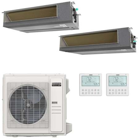 Durastar 36K BTU Cooling / 37K BTU Heating 19.4 SEER2 Two Zone Concealed Duct Mini Split Package with (1) 18k and (1) 24k BTU Indoor Units N/A