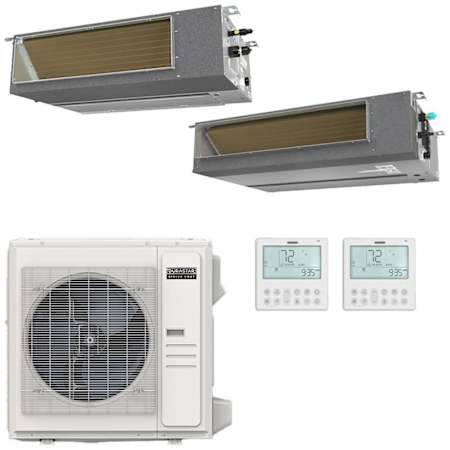 Durastar 36K BTU Cooling / 37K BTU Heating 19.4 SEER2 10.4 HSPF2 Two Zone Concealed Duct Mini Split Package with (1) 12k and (1) 18k BTU Indoor Units N/A