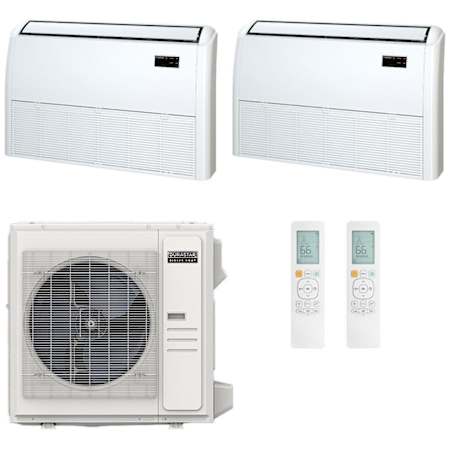 Durastar 36K BTU Cooling / 37K BTU Heating 21.5 SEER2 Two Zone Floor Console Mini Split System with (1) 18K and (1) 24K BTU Indoor Units N/A