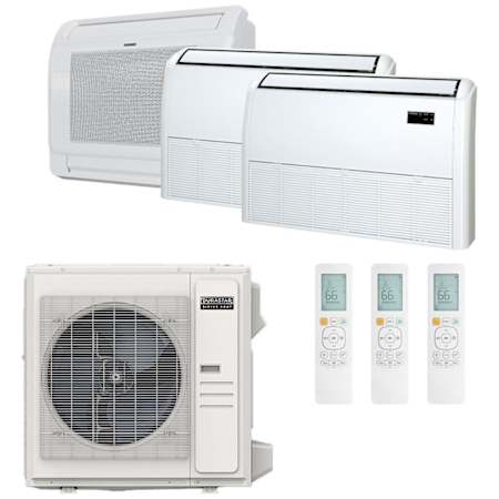 Durastar 36K BTU Cooling / 37K BTU Heating 21.5 SEER2 Three Zone Floor Console Mini Split System with (1) 9K and (2) 18K BTU Indoor Units N/A