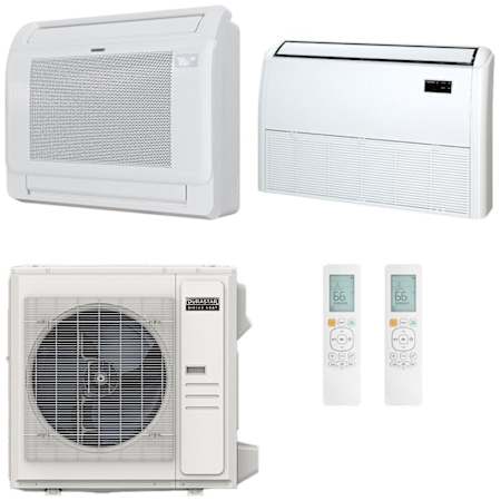 Durastar 36K BTU Cooling / 37K BTU Heating 21.5 SEER2 Two Zone Floor Console Mini Split Package with (1) 12k and (1) 24k BTU Indoor Units N/A