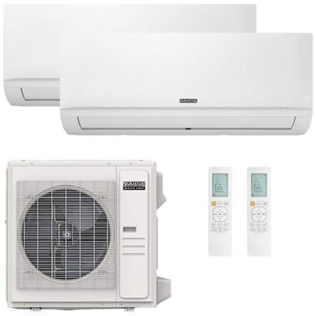 Durastar 36K BTU Cooling / 37K BTU Heating 21.5 SEER2 Two Zone Wall Mount Mini Split System with (1) 12K and (1) 33K BTU Indoor Units N/A