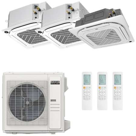 Durastar Sirius Heat Series 36K BTU Cooling / 37K BTU Heating 21.5 SEER2 Three Zone Ceiling Cassette Mini Split System with (2) 9K and (1) 24K BTU Indoor Units N/A