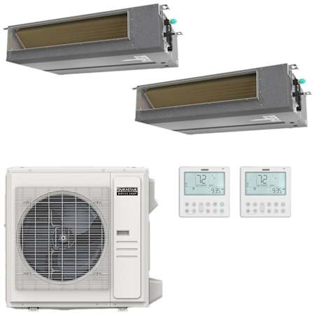 Durastar 36K BTU Cooling / 37K BTU Heating 19.4 SEER2 10.4 HSPF2 Two Zone Concealed Duct Mini Split Package with (2) 18k BTU Indoor Units N/A