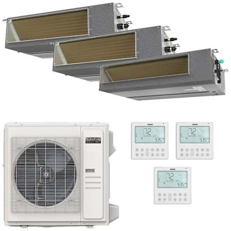 Durastar 36K BTU Cooling / 37K BTU Heating 19.4 SEER2 Three Zone High Static Concealed Duct Mini Split System with (1) 9K, (1) 12K and (1) 18K BTU Indoor Units N/A