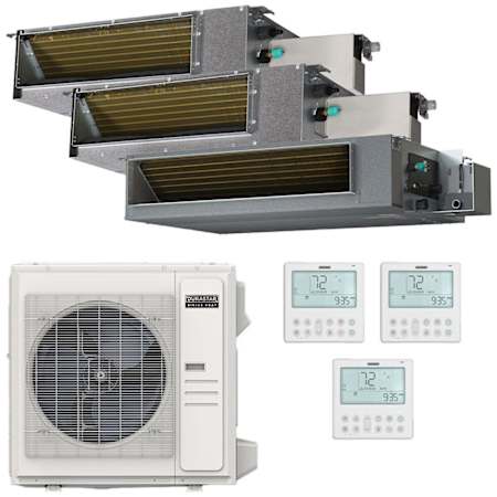 Durastar 36K BTU Cooling / 37K BTU Heating 19.4 SEER2 Three Zone Concealed Duct Mini Split System with (2) 6K and (1) 18K BTU Indoor Units N/A
