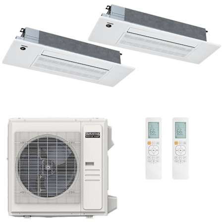 Durastar 36K BTU Cooling / 37K BTU Heating 21.5 SEER2 Two Zone Ceiling Cassette Mini Split System with (2) 18K BTU Indoor Units N/A