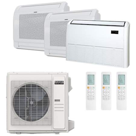 Durastar 36K BTU Cooling / 37K BTU Heating 21.5 SEER2 Three Zone Floor Console Mini Split System with (2) 9K and (1) 24K BTU Indoor Units N/A