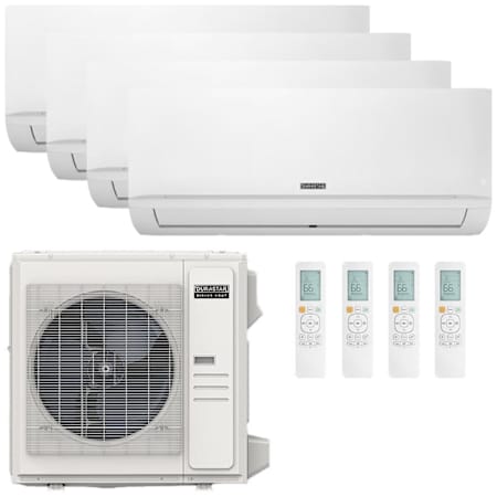 Durastar 36K BTU Cooling / 37K BTU Heating 21.5 SEER2 Four Zone Wall Mount Mini Split System with (2) 6K, (1) 9K and (1) 18K BTU Indoor Units N/A