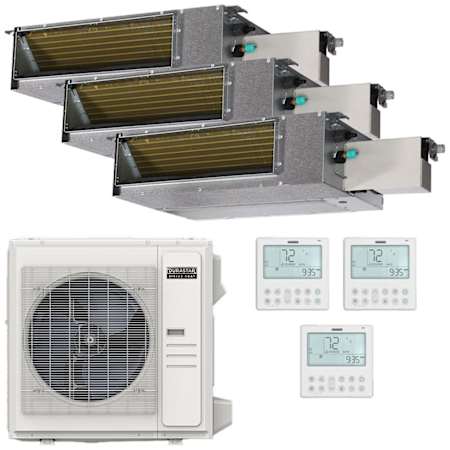 Durastar 36K BTU Cooling / 37K BTU Heating 19.4 SEER2 Three Zone Low Static Concealed Duct Mini Split System with (1) 9K and (2) 12K BTU Indoor Units N/A