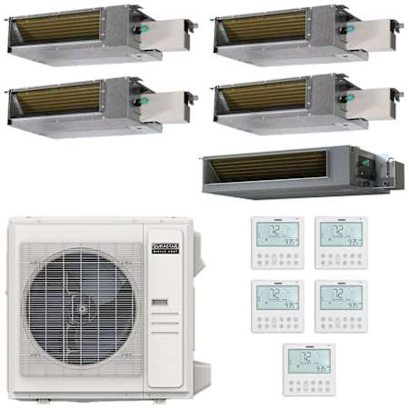 Durastar 36K BTU Cooling / 37K BTU Heating 19.4 SEER2 Five Zone Concealed Duct Mini Split System with (4) 6K and (1) 18K BTU Indoor Units N/A
