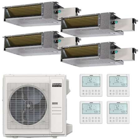 Durastar 36K BTU Cooling / 37K BTU Heating 19.4 SEER2 Four Zone Concealed Duct Mini Split System with (3) 6K and (1) 12K BTU Indoor Units N/A