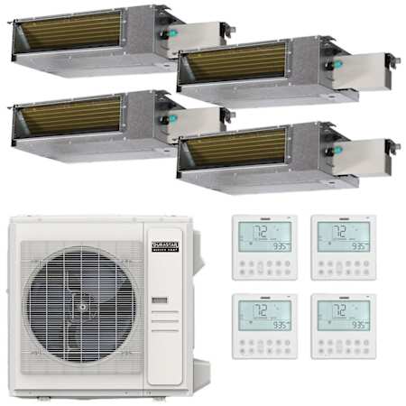 Durastar 36K BTU Cooling / 37K BTU Heating 19.4 SEER2 Four Zone Concealed Duct Mini Split System with (1) 6K, (2) 9K and (1) 12K BTU Indoor Units N/A